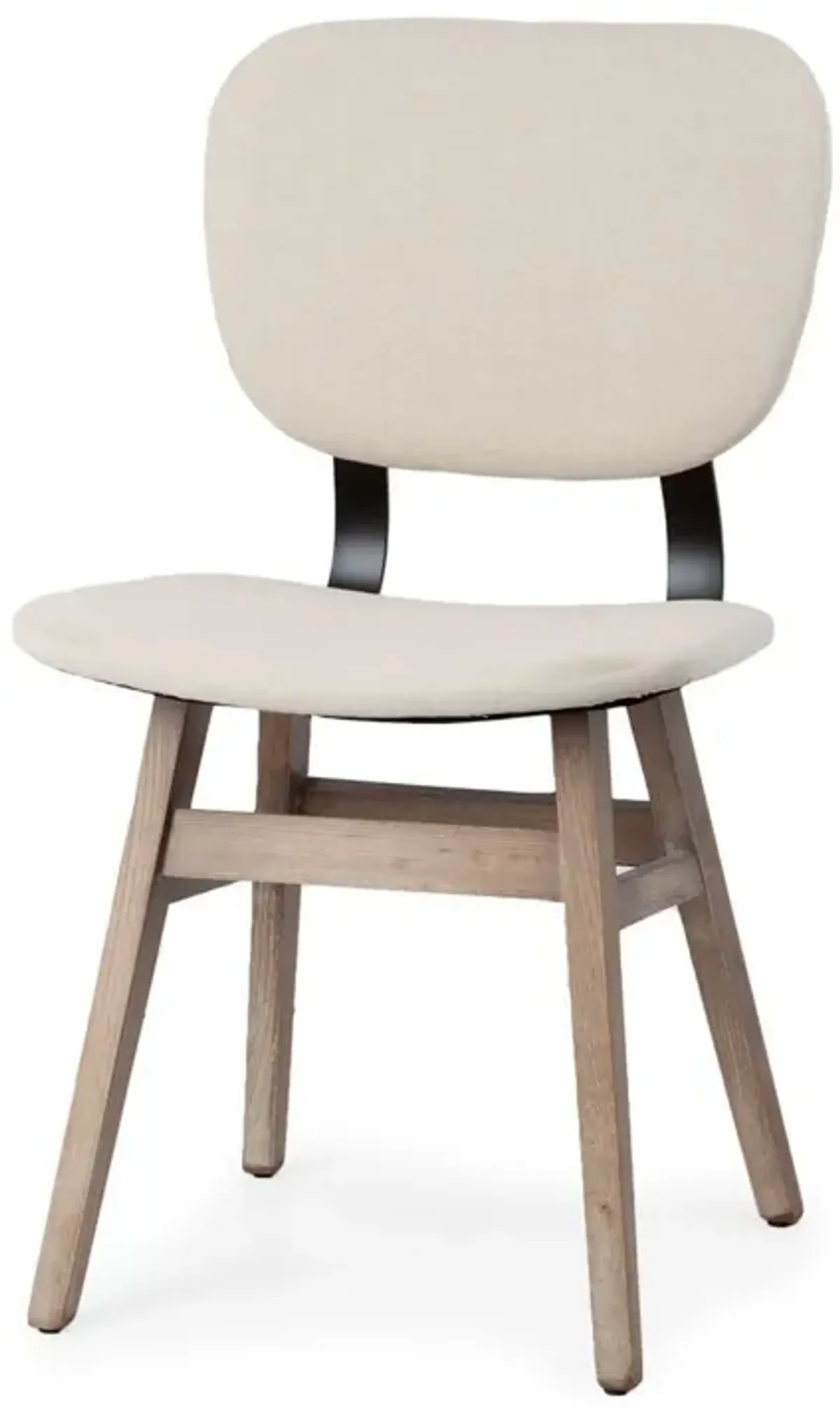 Upholstered Fabric Open Back Side Chairs (Set of 2) - Cream / Brown