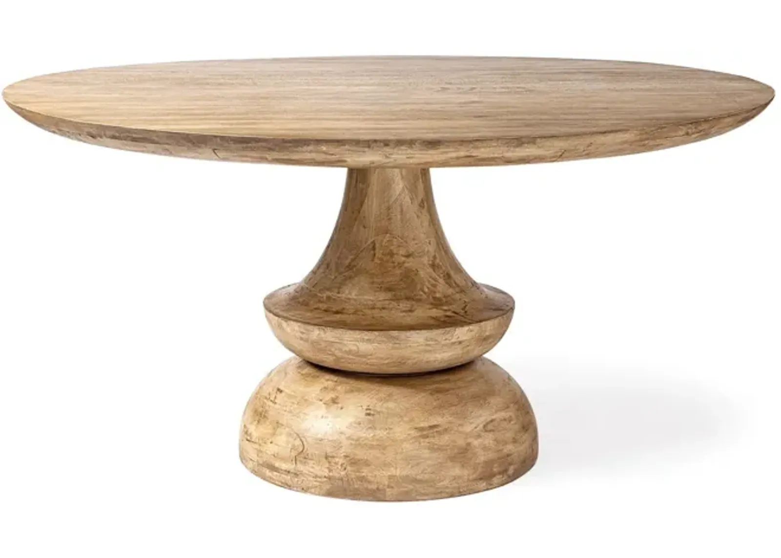 Round Solid Wood And Base Dining Table - Blonde