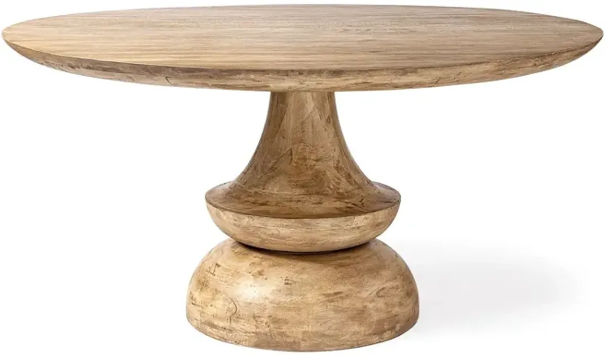 Round Solid Wood And Base Dining Table - Blonde