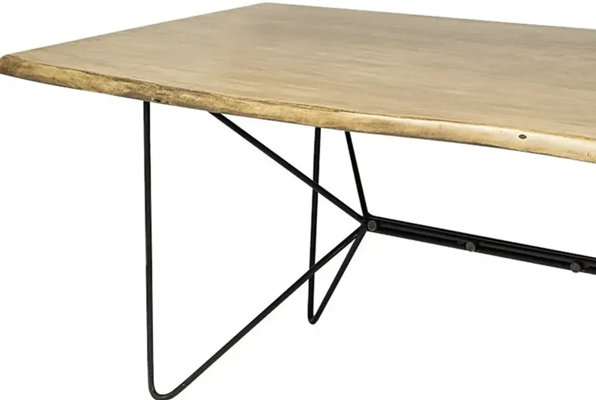 Solid Wood And Metal Dining Table - Brown / Black