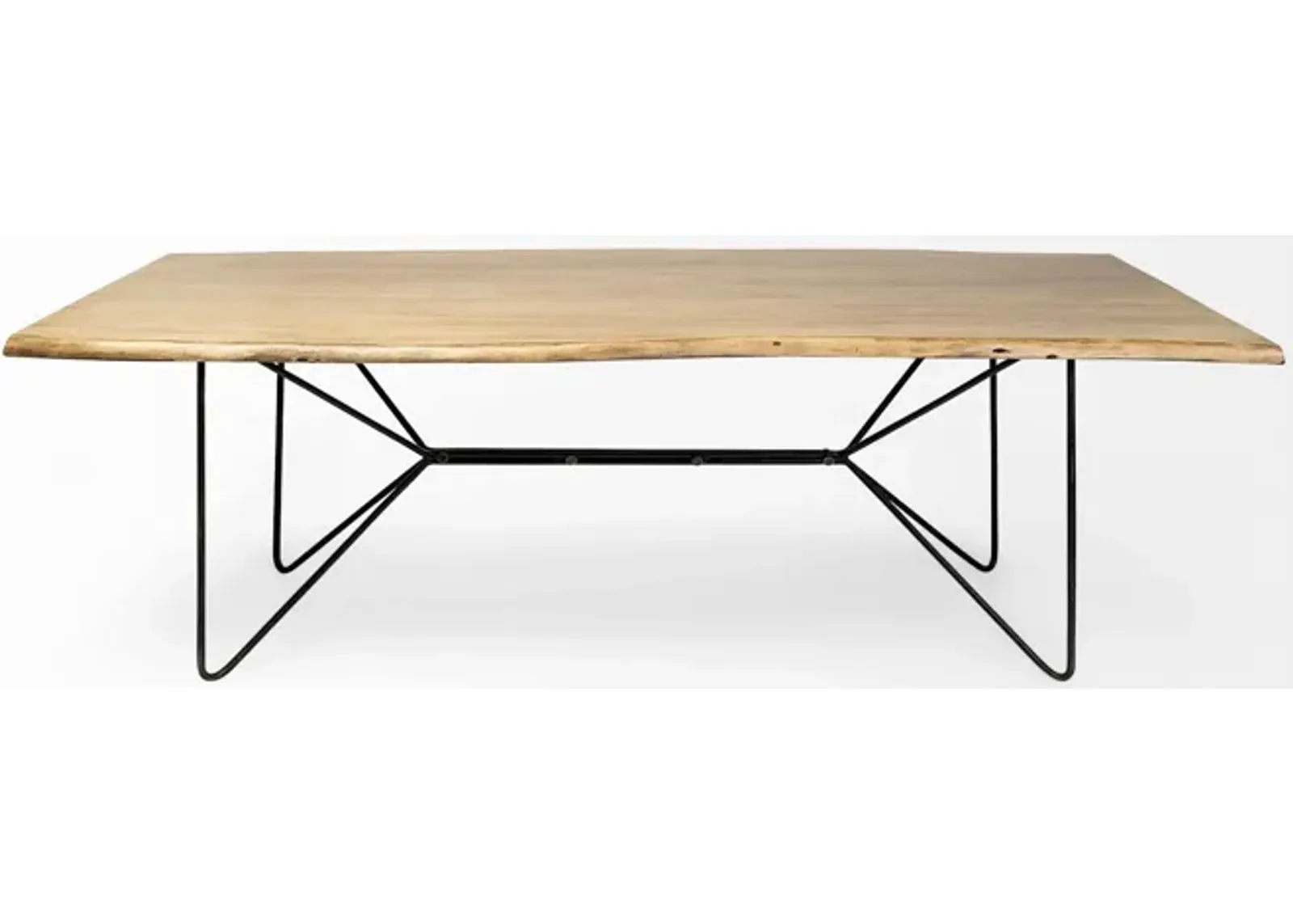 Solid Wood And Metal Dining Table - Brown / Black