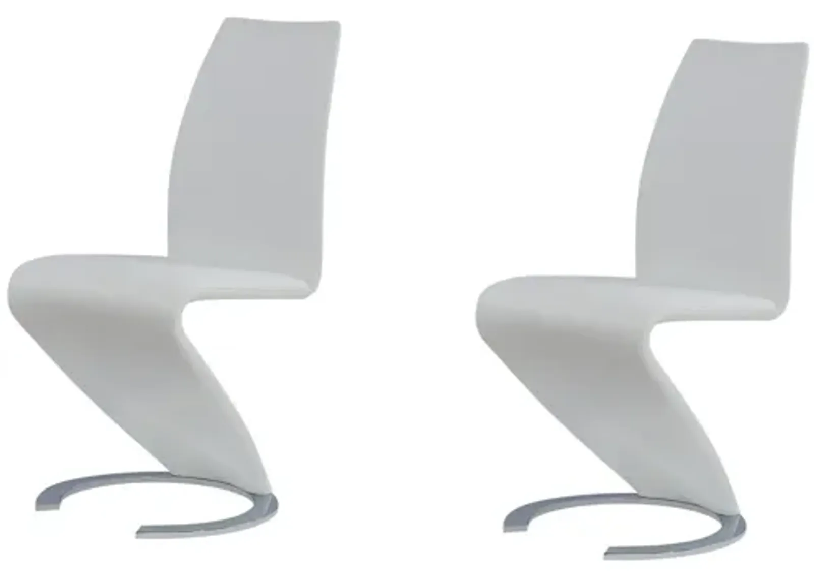 Upholstered Faux Leather Dining Parsons Chairs (Set of 2) - White / Silver