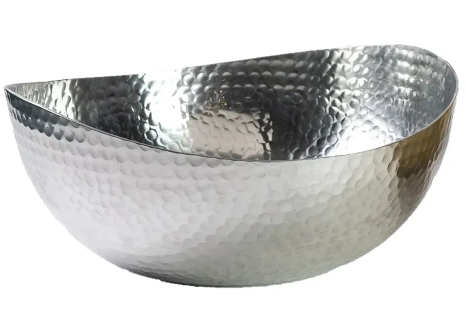 Handcrafted Hammered Stainless Steel Centerpiece Bowl - Gray