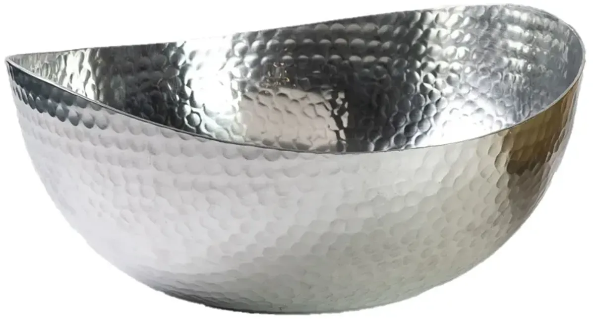 Handcrafted Hammered Stainless Steel Centerpiece Bowl - Gray