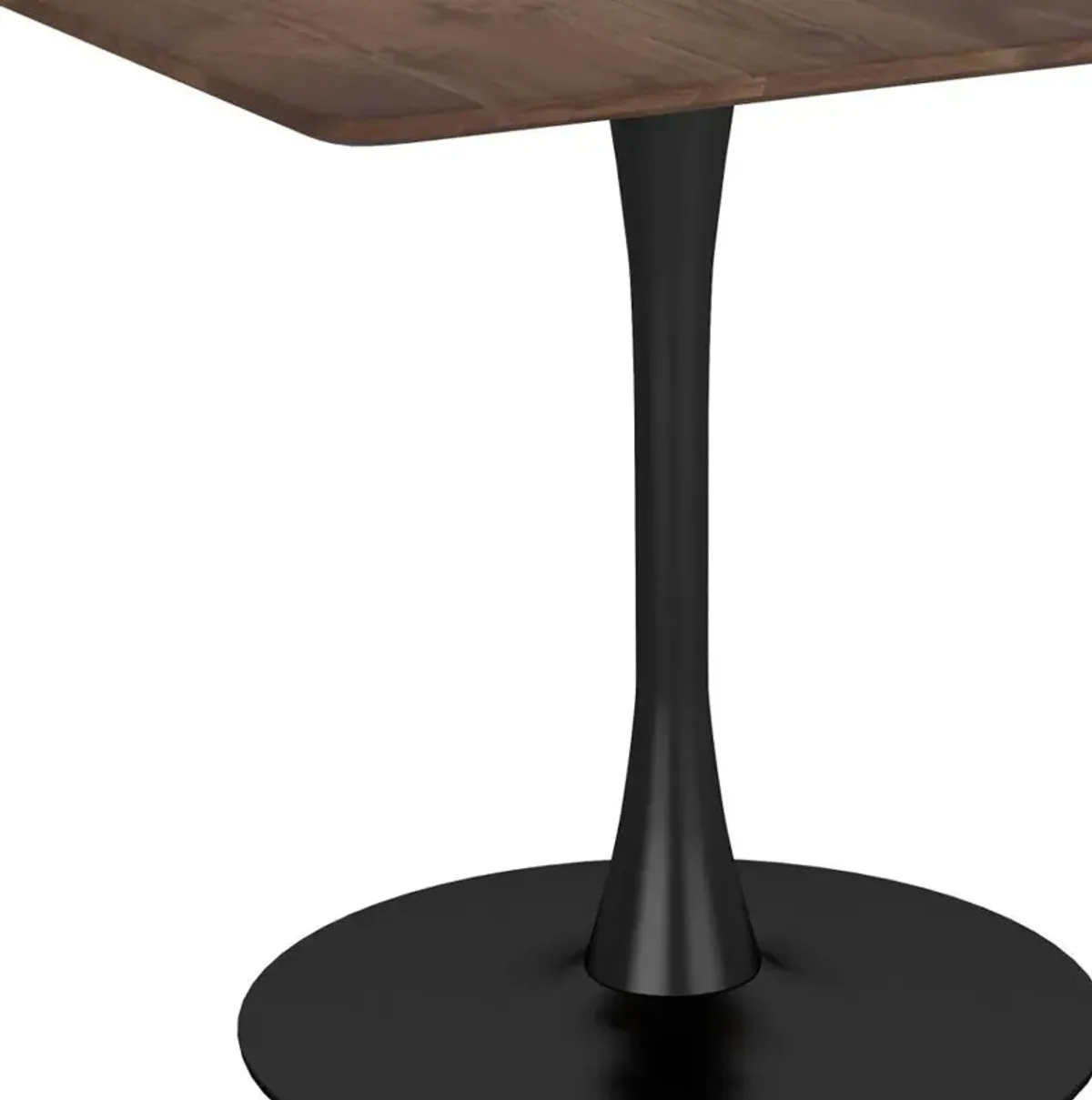 Square Steel Pedestal Base Dining Table - Dark Brown