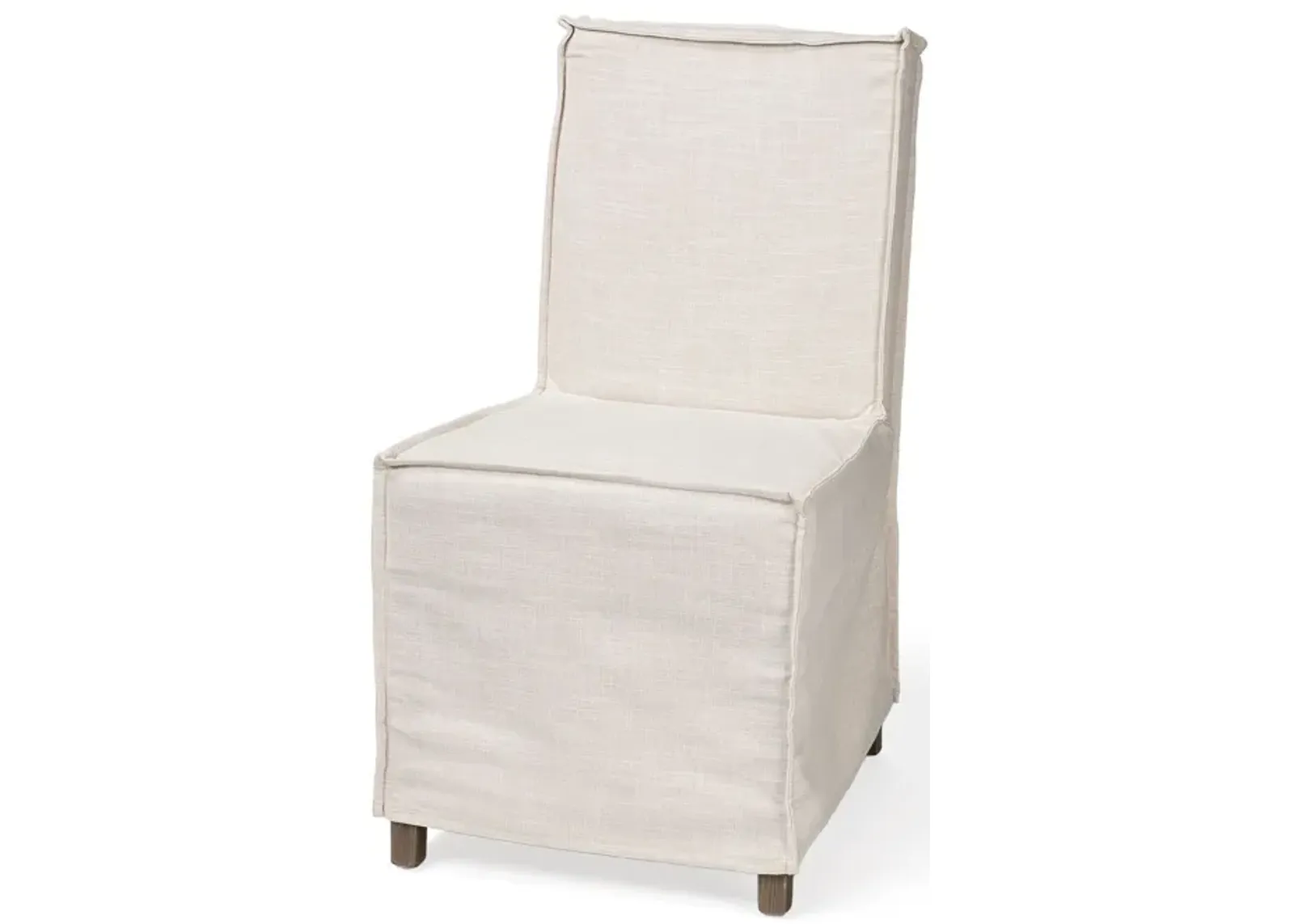 Slipcovered Wood Parsons Chair - Beige / Brown