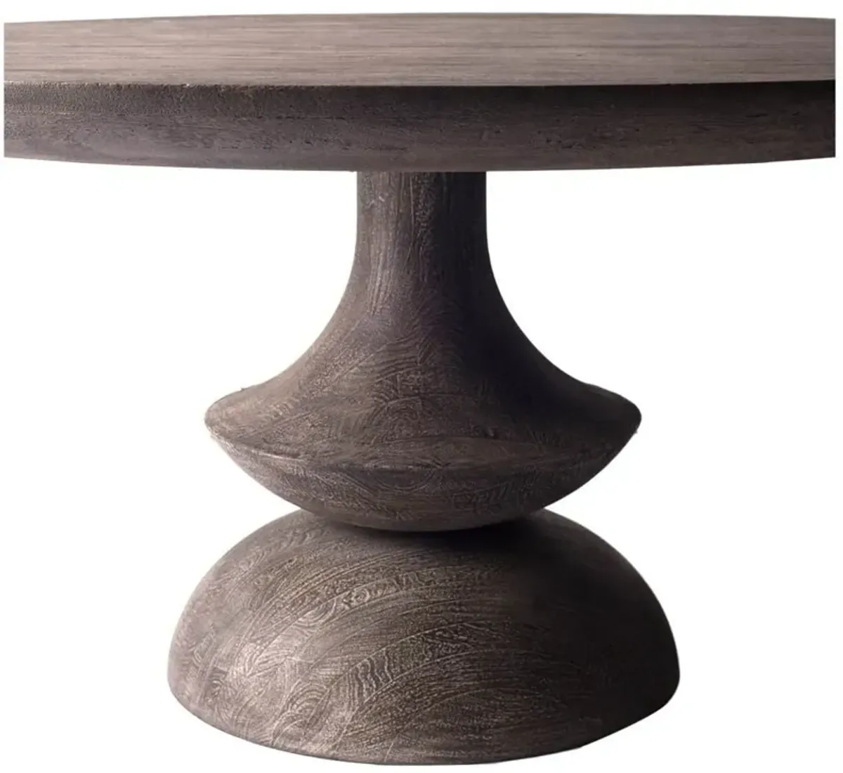 Round Charcoal Solid Wood Table Top And Base Dining Table - Gray