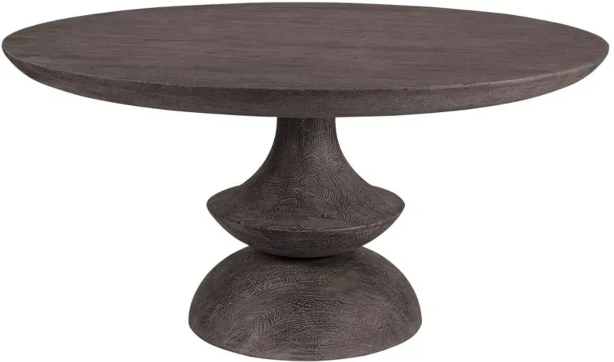 Round Charcoal Solid Wood Table Top And Base Dining Table - Gray