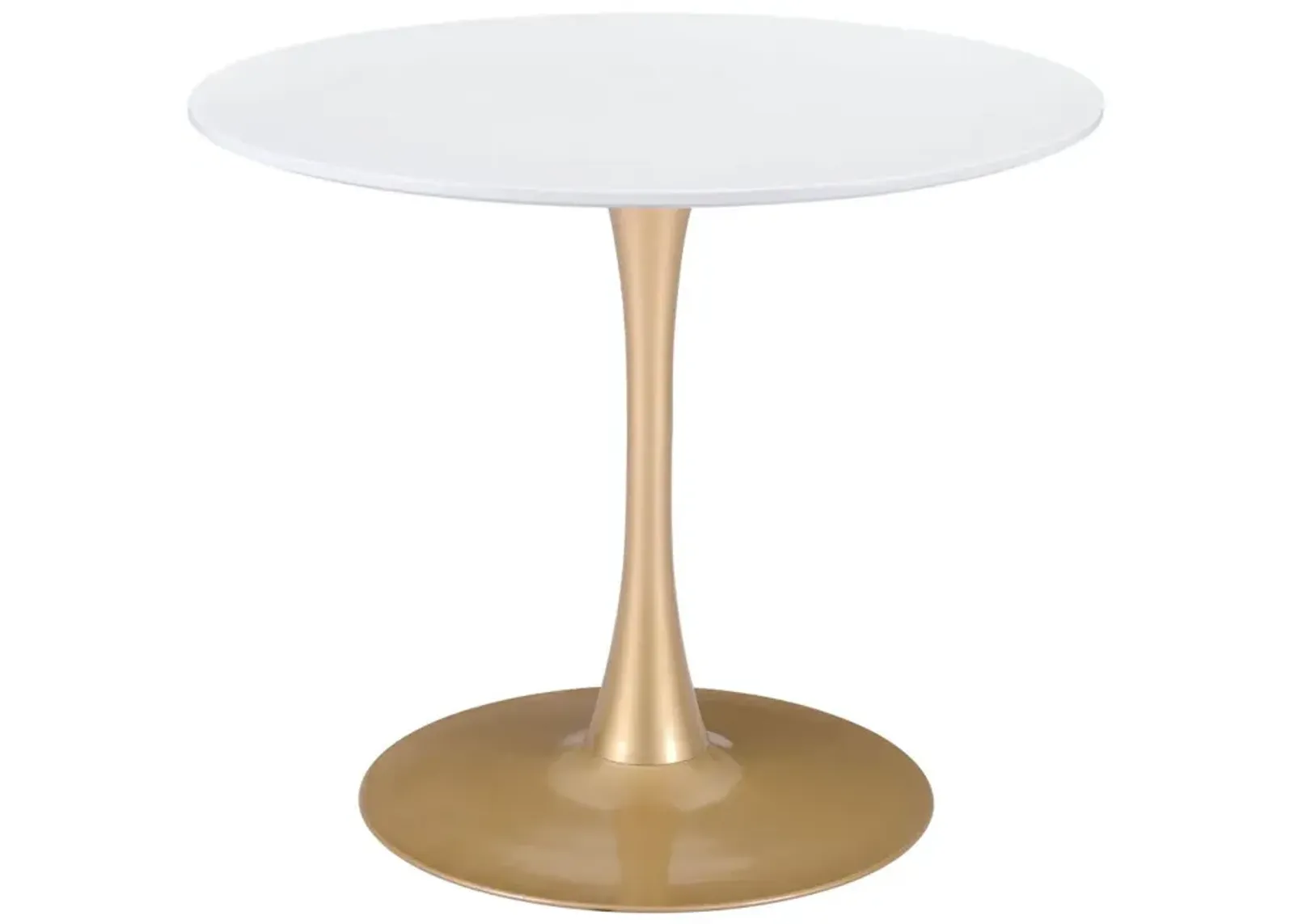 Round Pedestal Dining Table - White / Gold