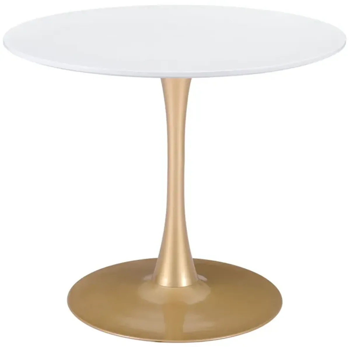 Round Pedestal Dining Table - White / Gold