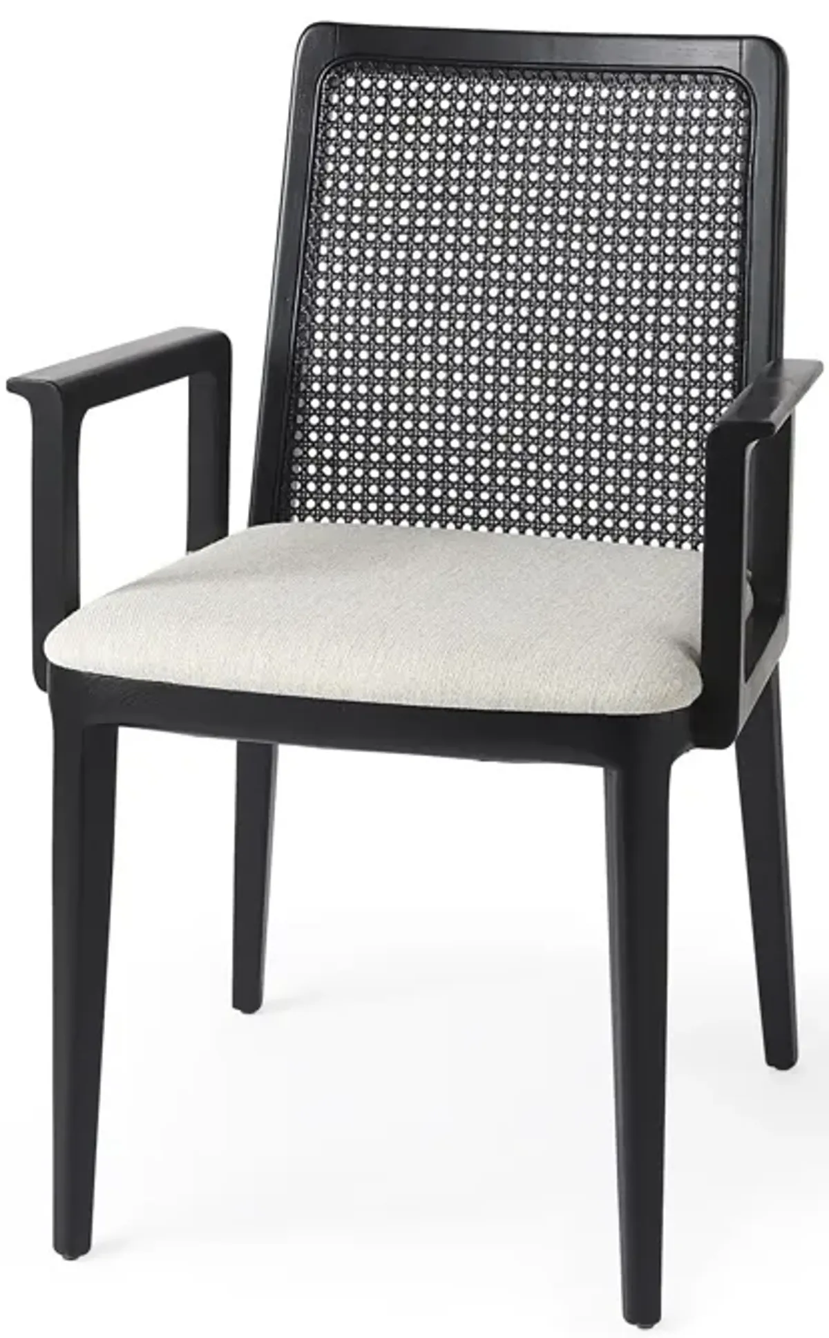 Uholstery And Cane Dining Armchair - Black / Cream