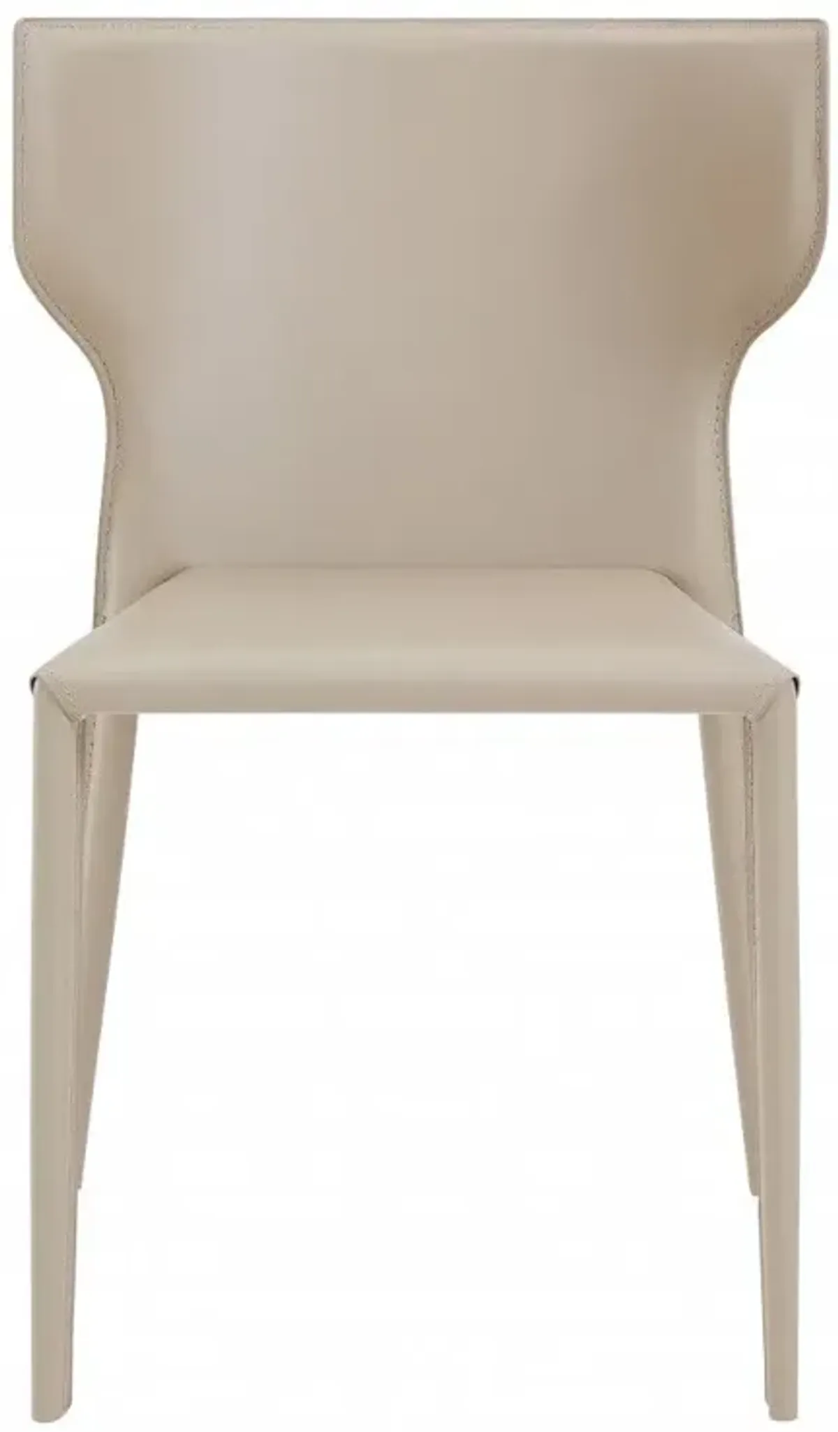 Upholstered Leather Curved Back Dining Side Chairs (Set of 2) - Beige