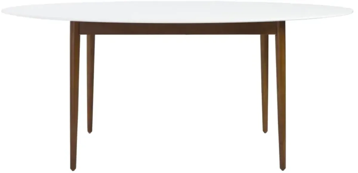 Oval Dining Table - White / Brown