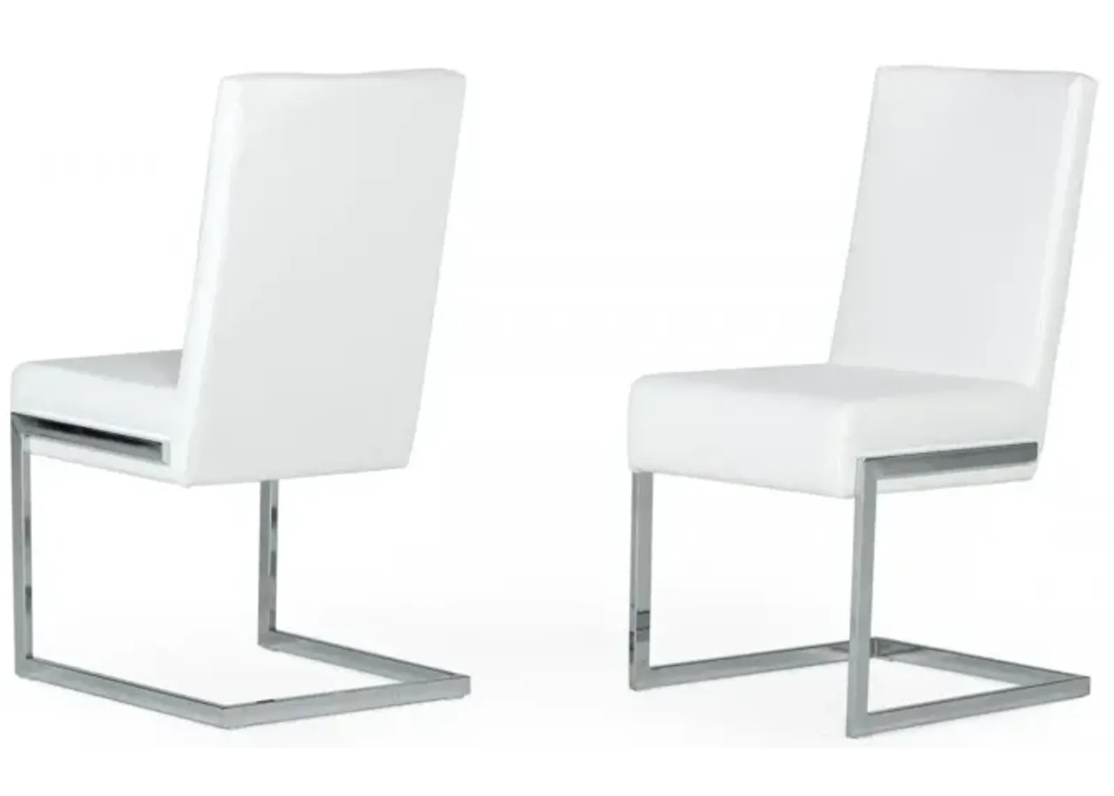 Modern Dining Chairs (Set of 2) - White Silver