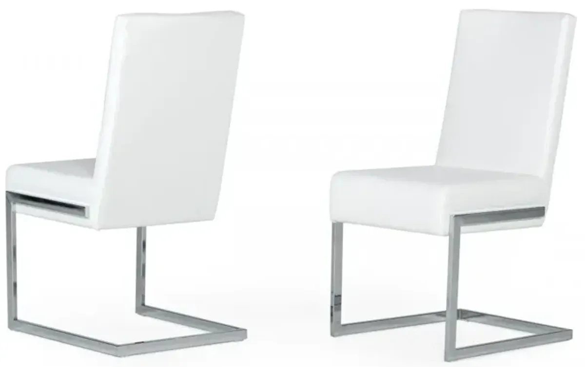 Modern Dining Chairs (Set of 2) - White Silver