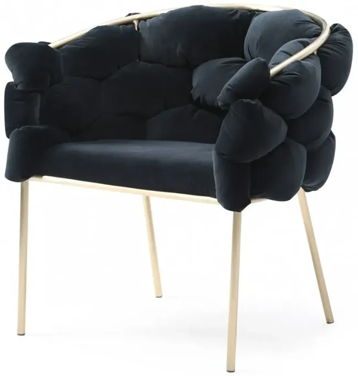 Geo Velvet And Brushed Brass Velvet Dining Chair - Black