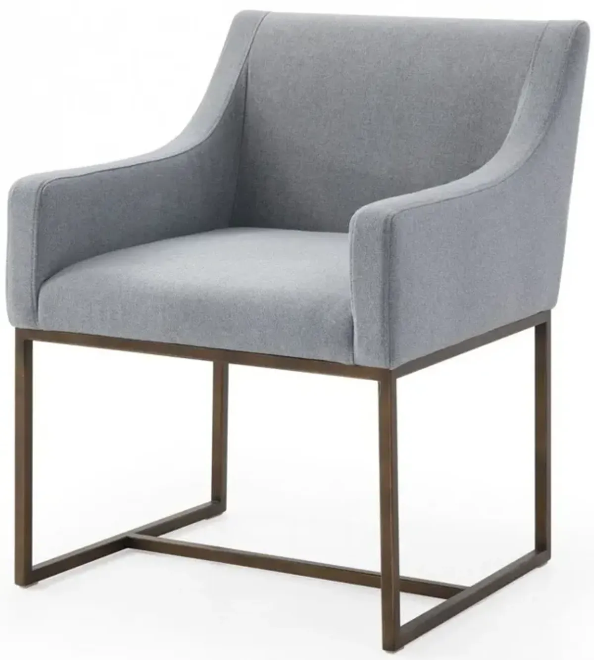 Velvet Antique Brass Dining Chair - Gray