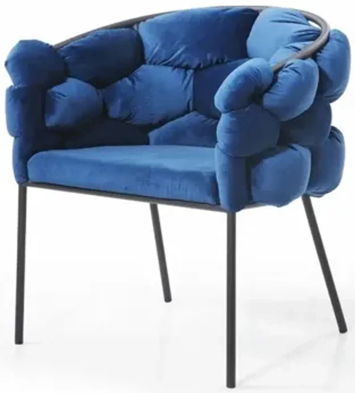 Geo Velvet And Black Velvet Dining Chair - Blue