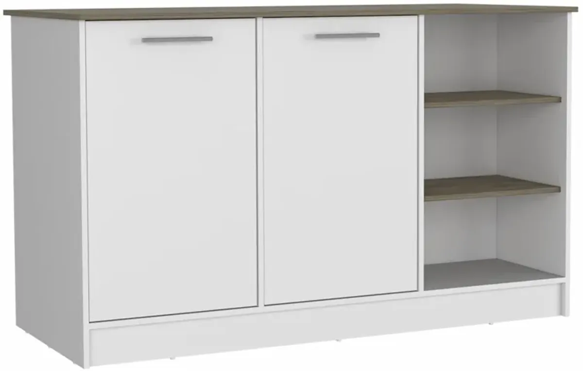 Modern Kitchen Island - Sleek / White / Dark Brown