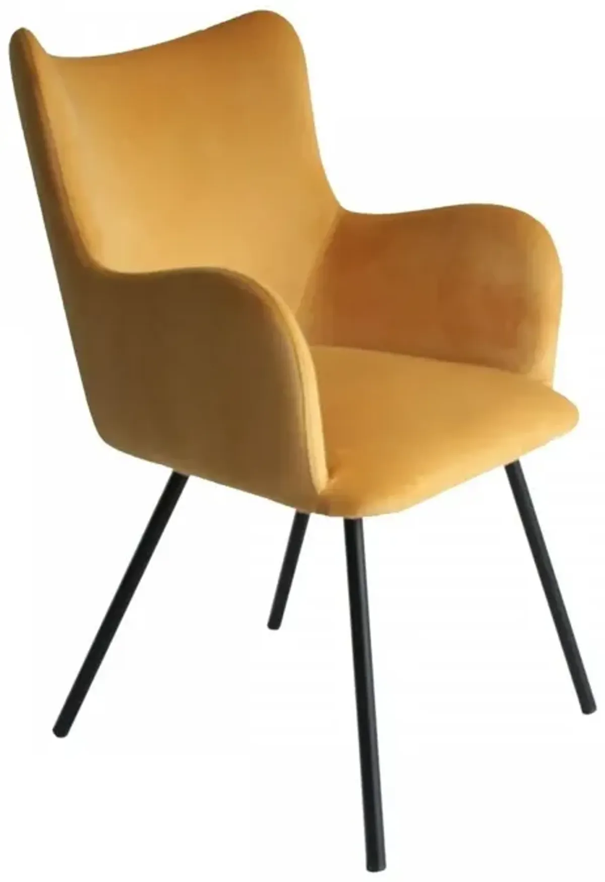 Curvy Velvet And Black Modern Dining Chair - Yellow