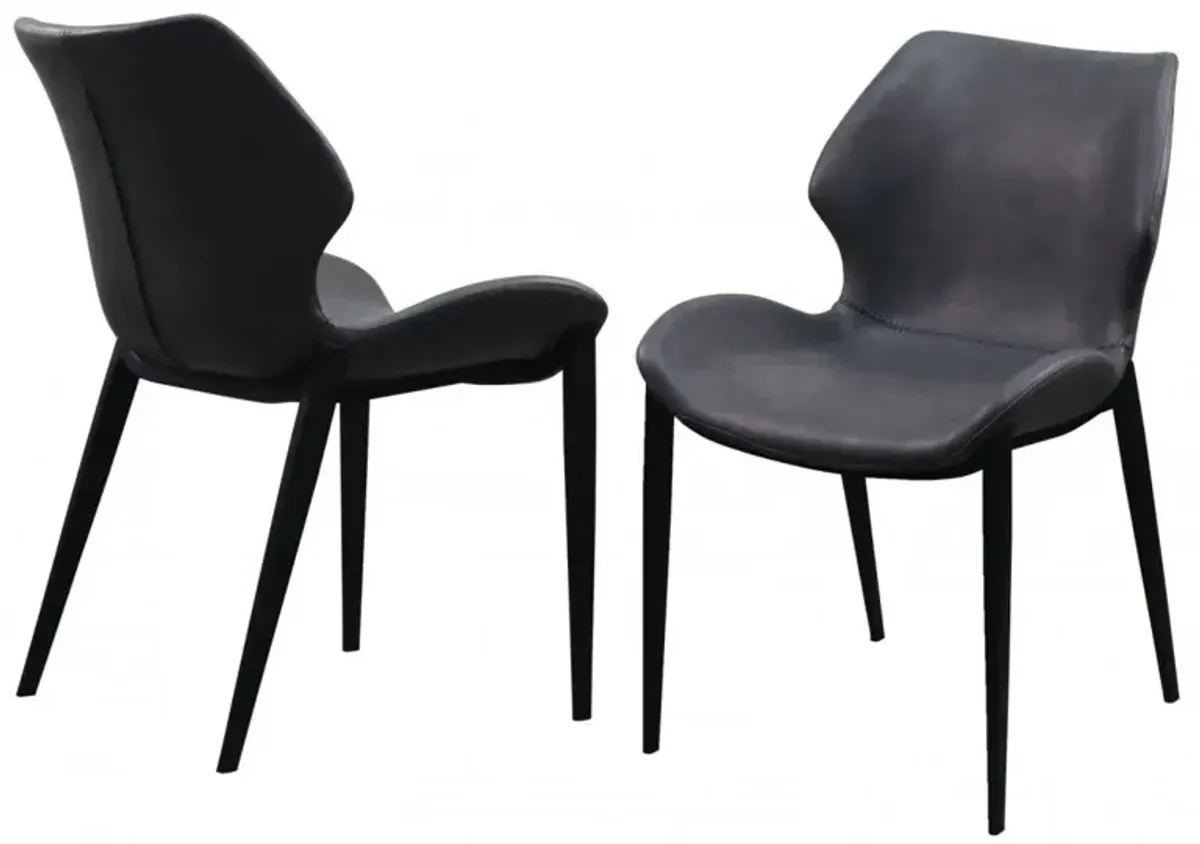 Faux Leather Industrial Dining Chairs (Set of 2) - Dark Gray