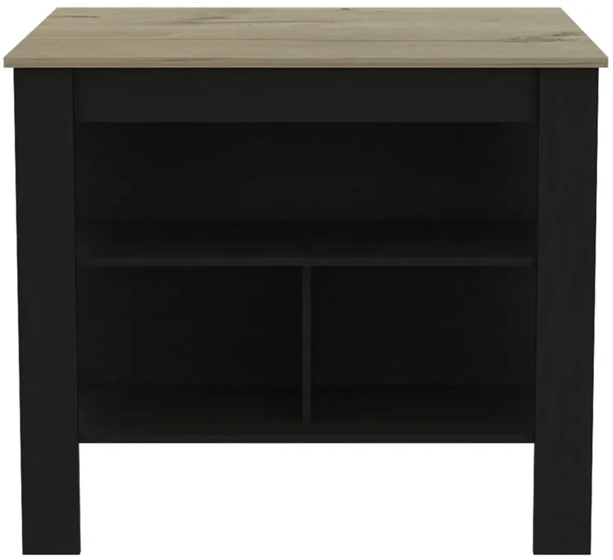 Modern Wengue And Light Oak Kitchen Island - Black