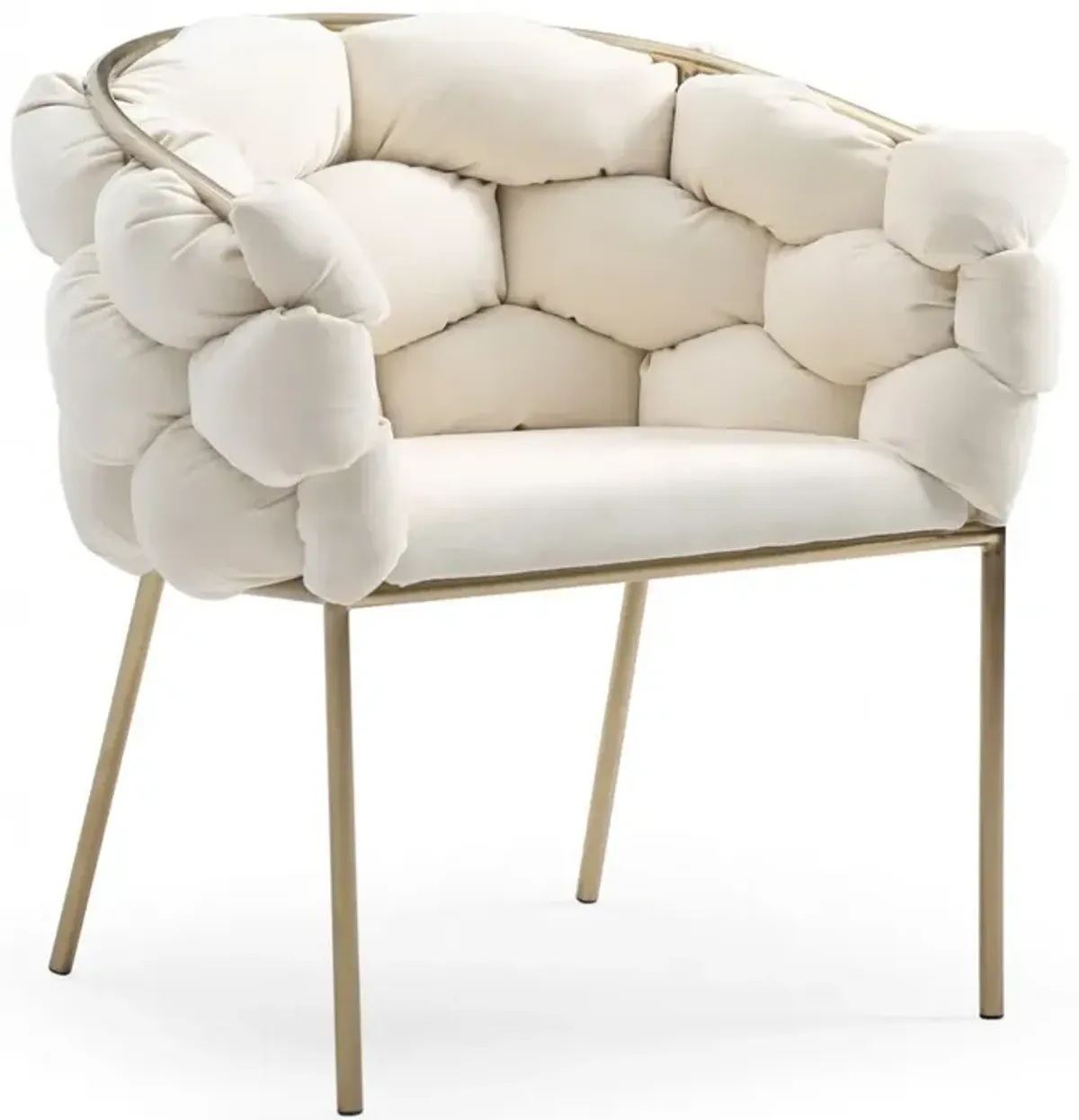 Geo Velvet And Brushed Brass Velvet Dining Chair - White