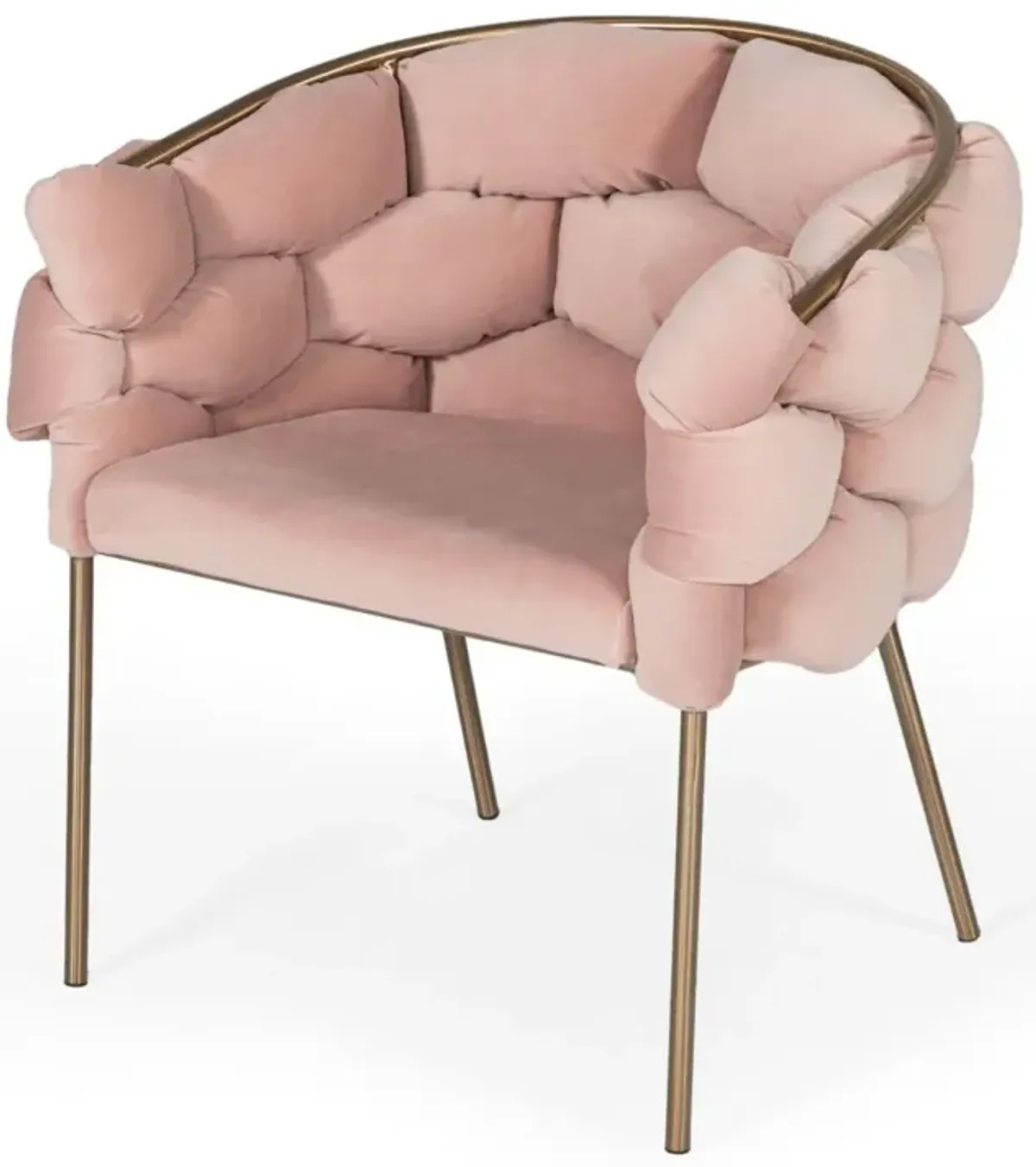 Geo Velvet And Brushed Brass Velvet Dining Chair - Pink