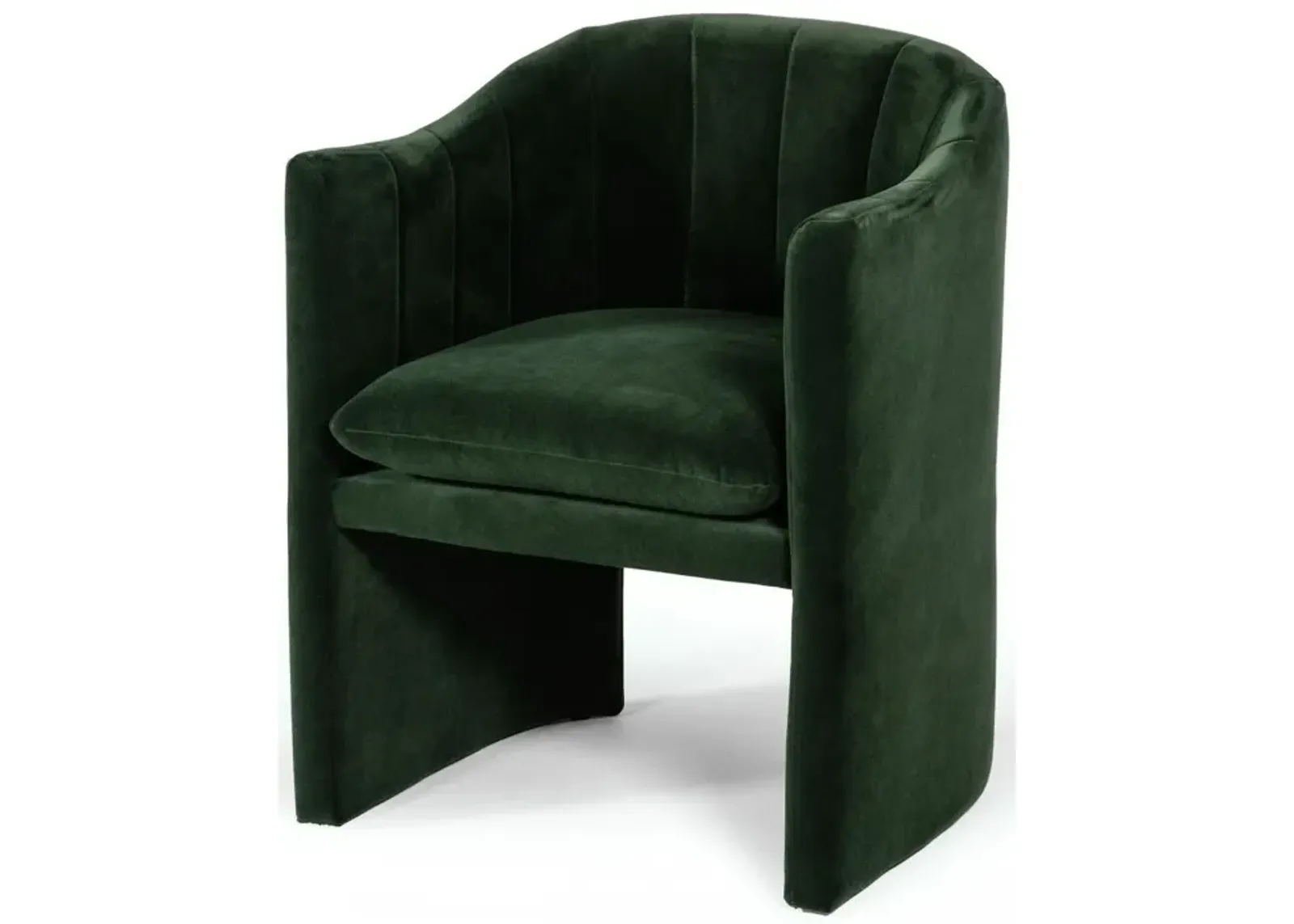 Velvet Modern Curvilinear Dining Chair - Dark Green