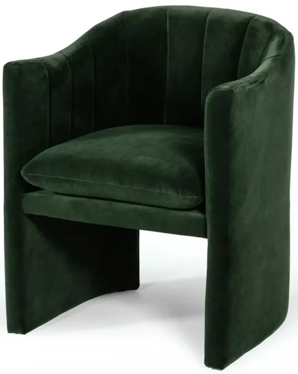 Velvet Modern Curvilinear Dining Chair - Dark Green