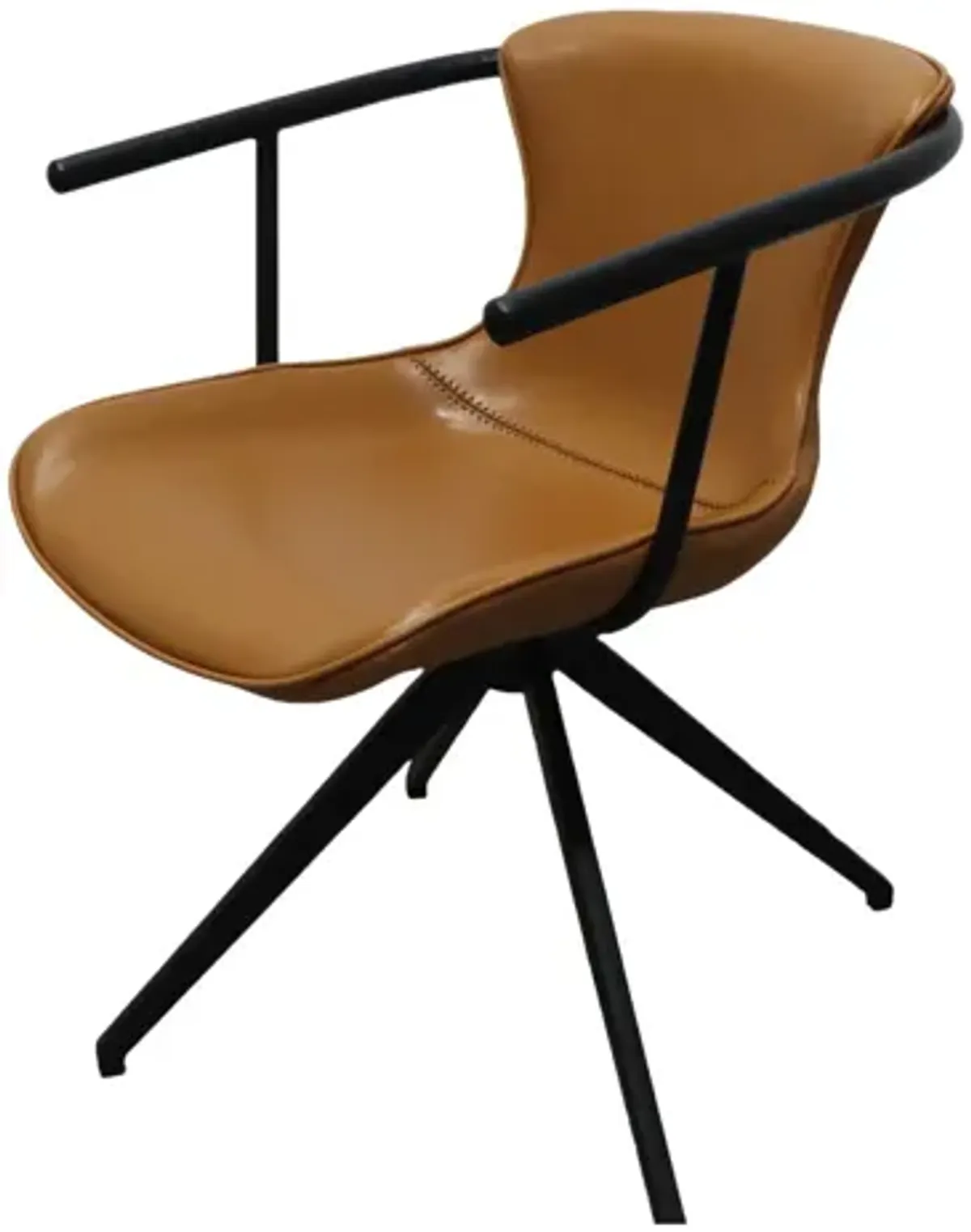 Faux Leather Industrial Dining Chair - Camel