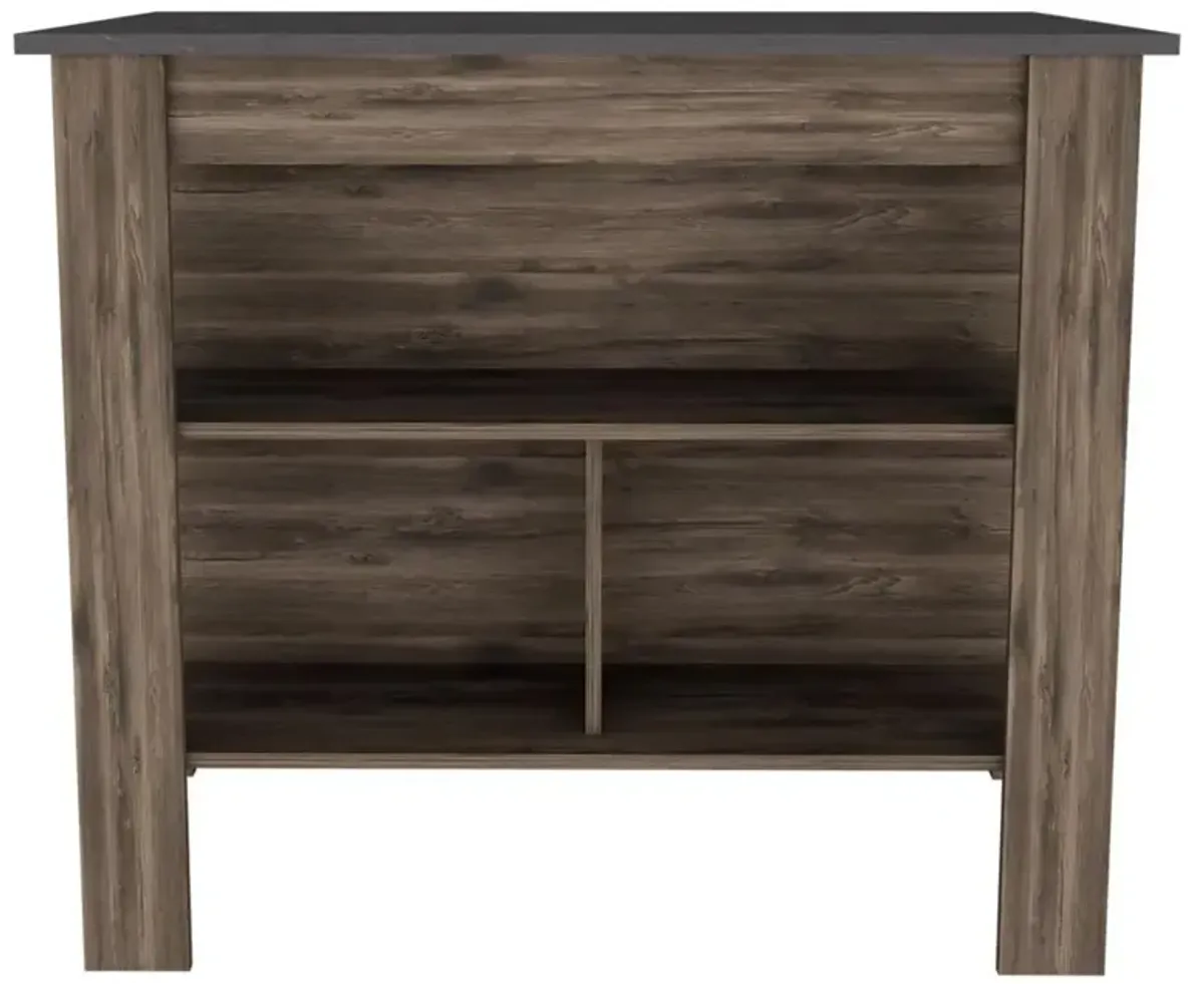 Kitchen Island With Three Storage Shelves - Dark Brown / Onyx