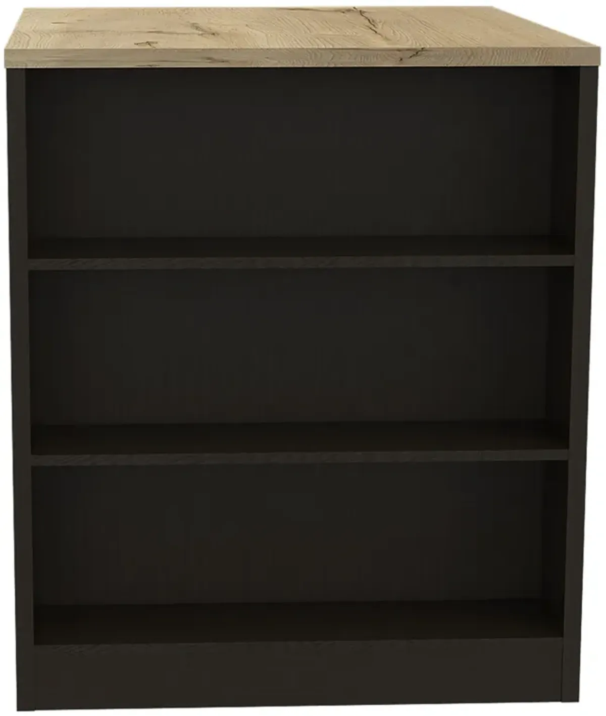 Stylish Wengue And Pine Kitchen Counter And Dining Table Combination - Black