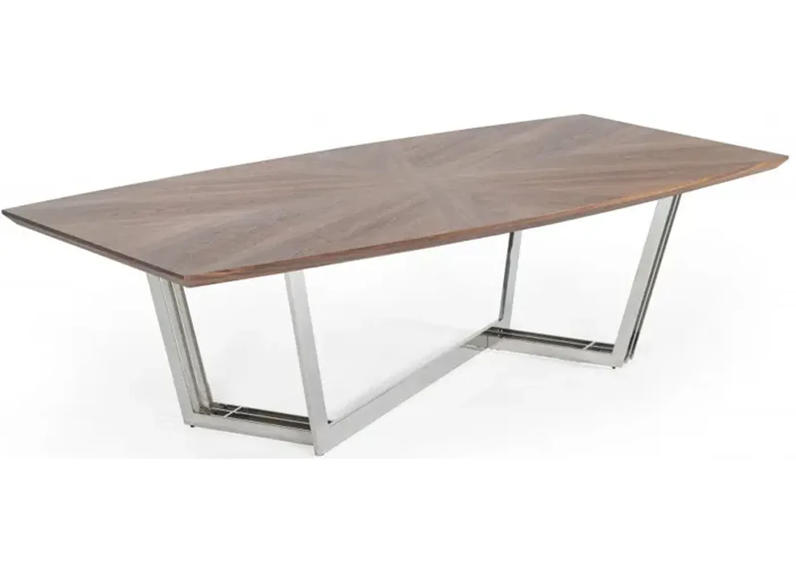 Rectangular And Iron Dining Table - Walnut And Silver