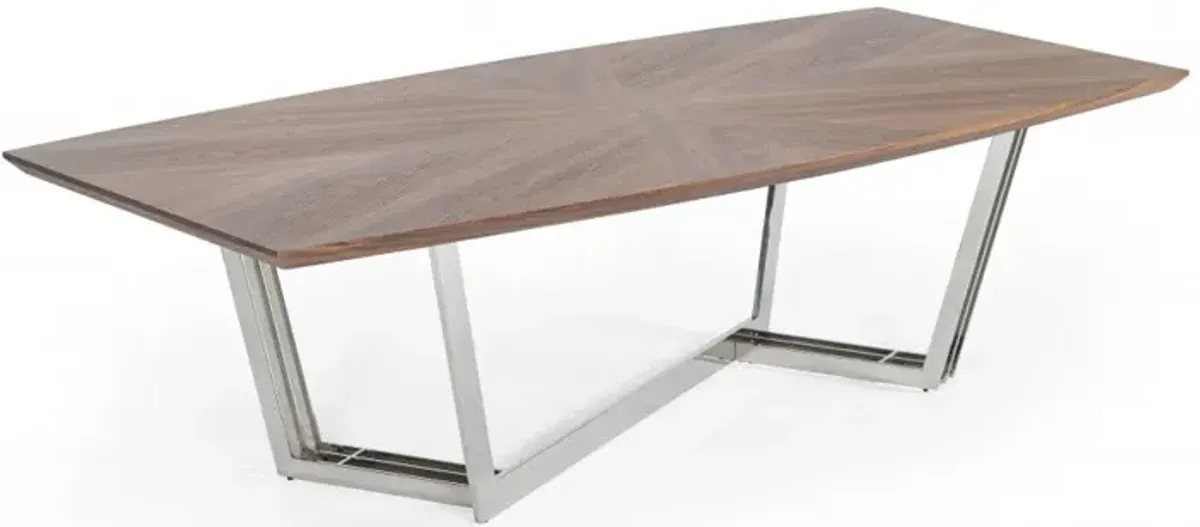 Rectangular And Iron Dining Table - Walnut And Silver