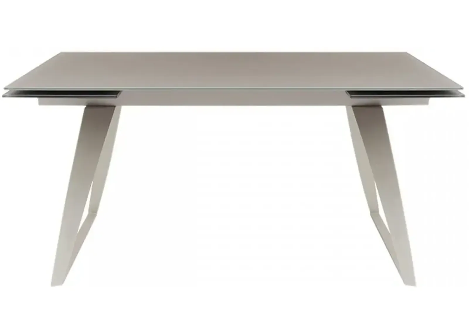 Rectangular Glass And Metal Self - Storing Leaf Dining Table - Gray