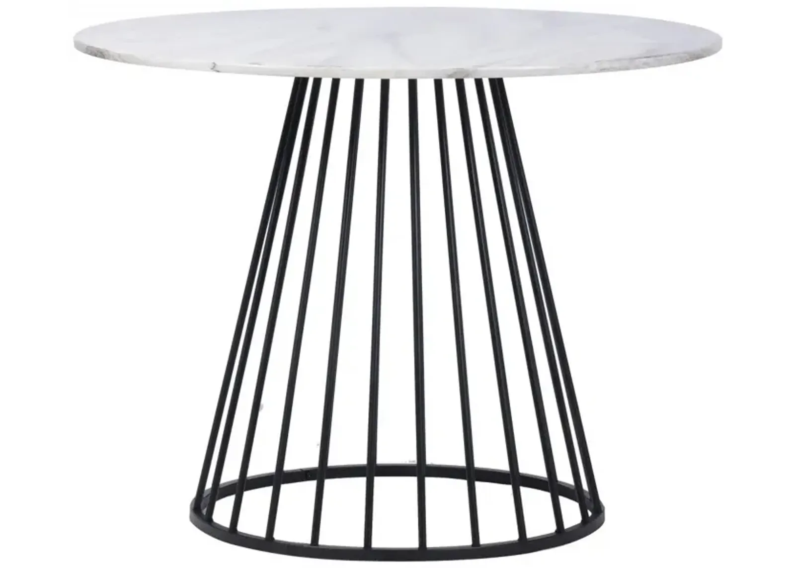 Rounded And Metal Dining Table - White / Black