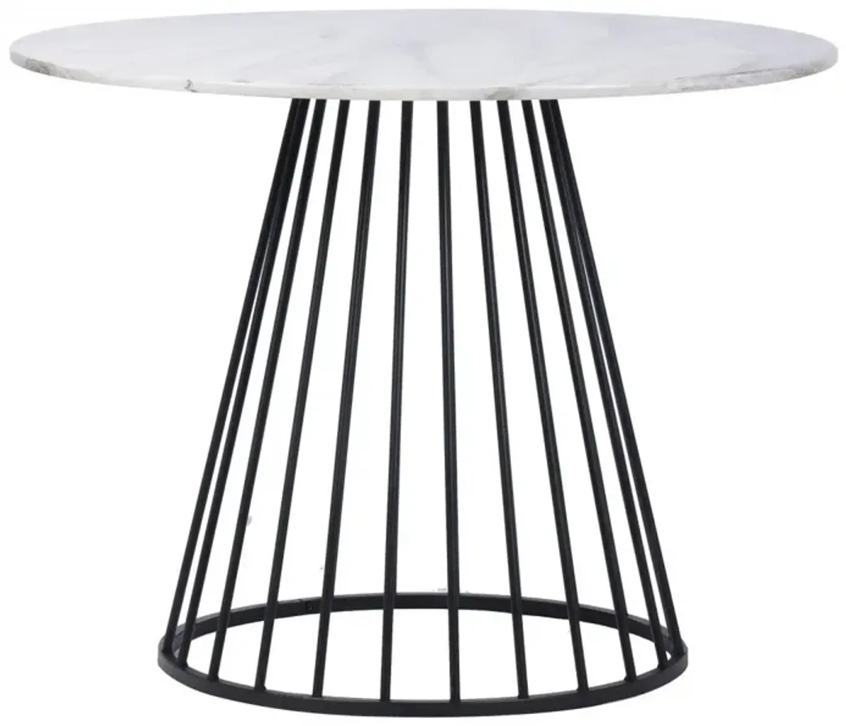 Rounded And Metal Dining Table - White / Black