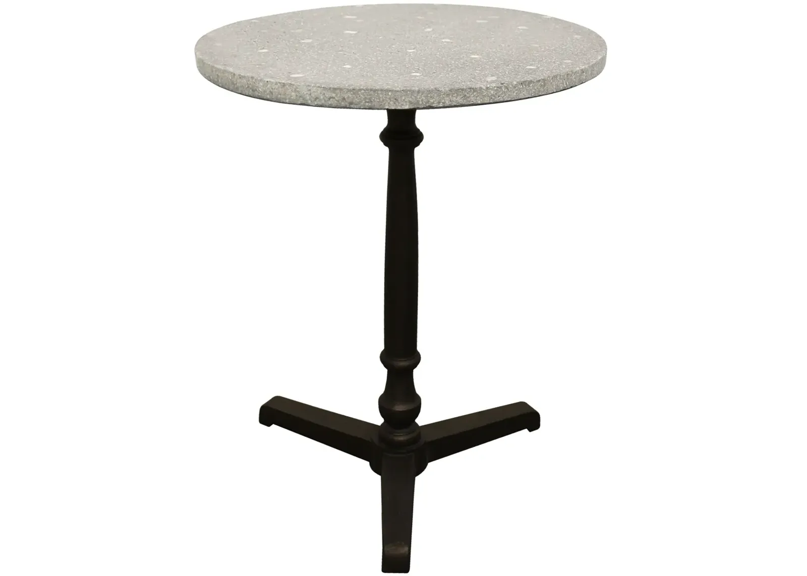 Stone And Iron Round Dining Table - Gray / Black