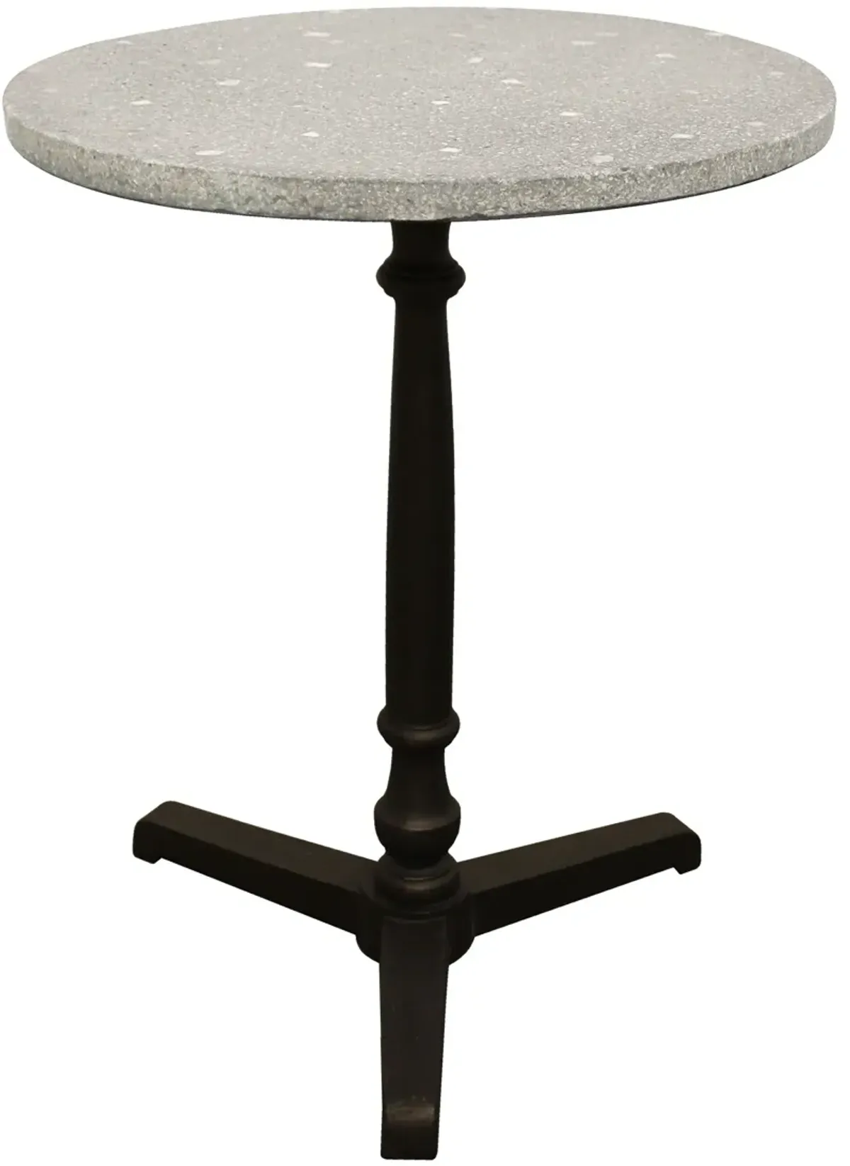 Stone And Iron Round Dining Table - Gray / Black