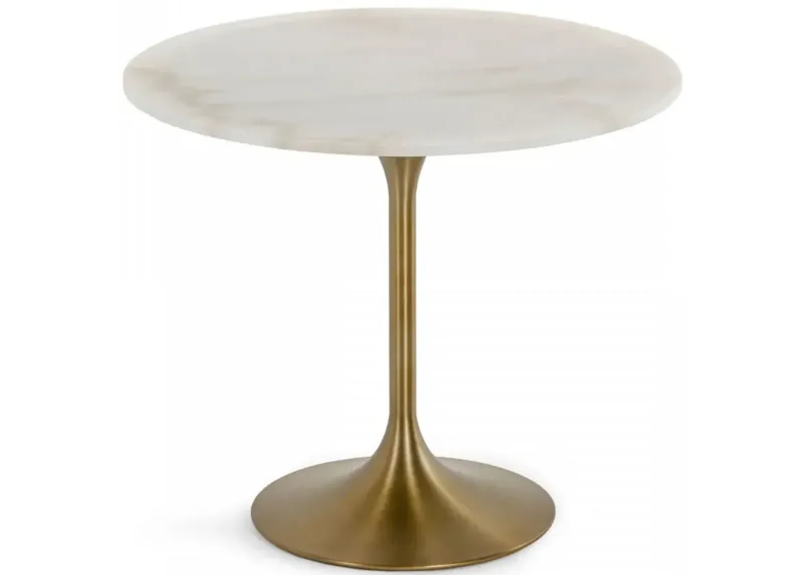 Rounded Marble And Metal Dining Table - White / Gold