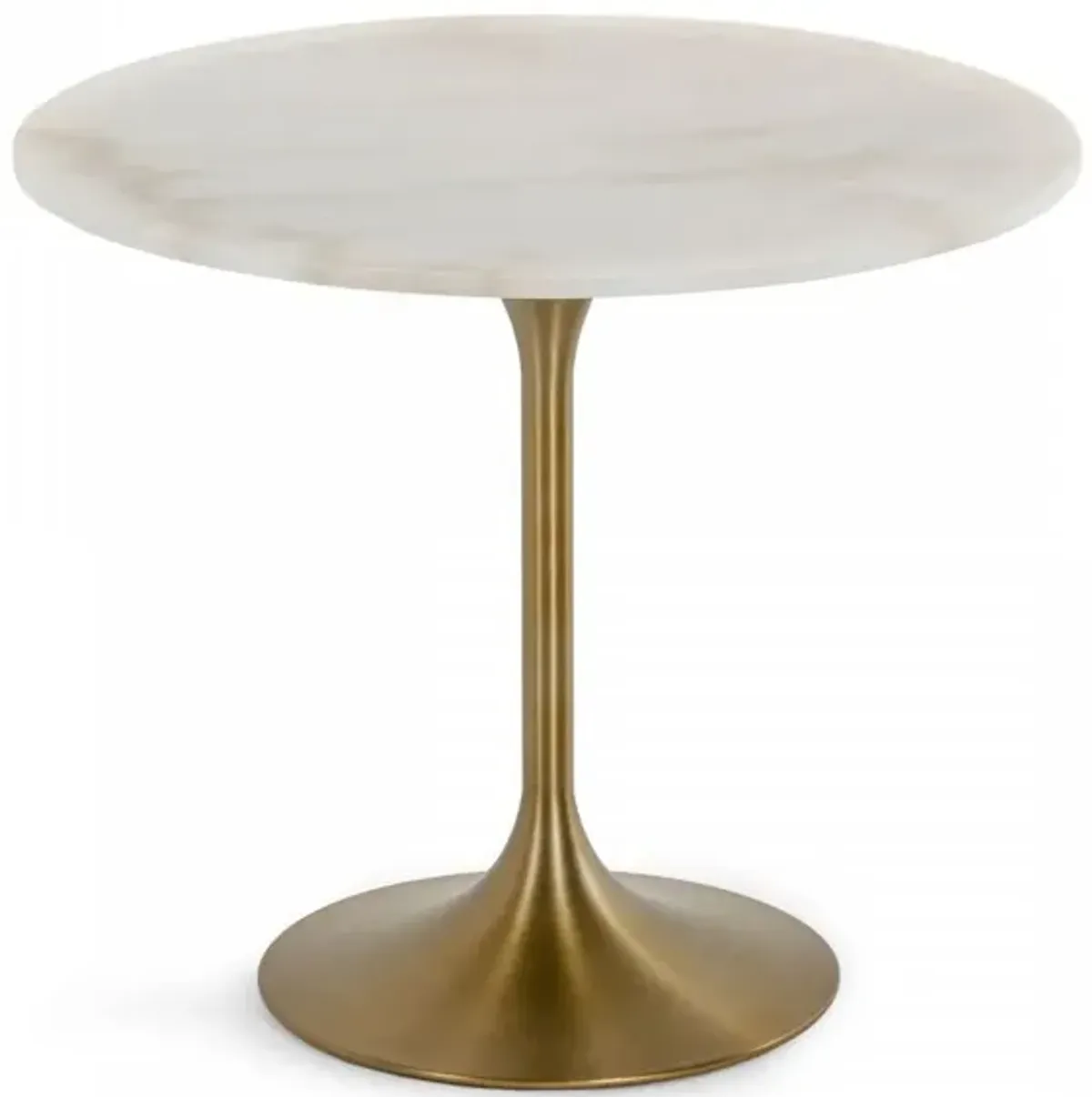 Rounded Marble And Metal Dining Table - White / Gold