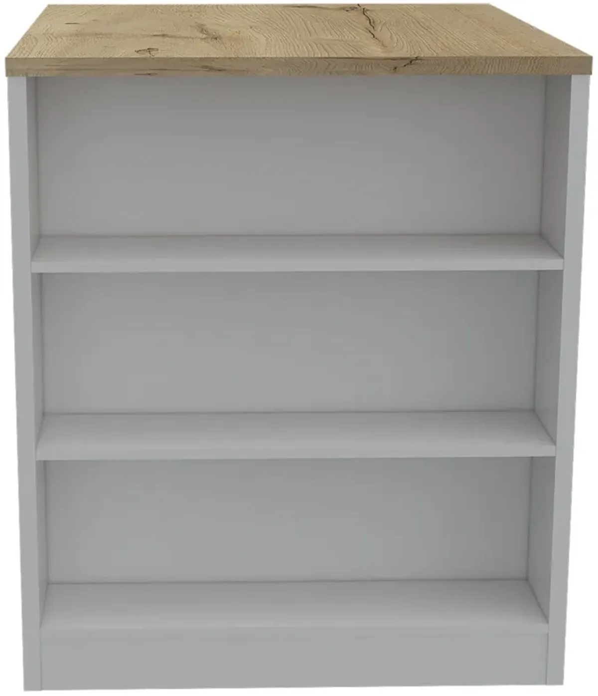 Stylish Kitchen Counter And Dining Table Combination - White / Pine