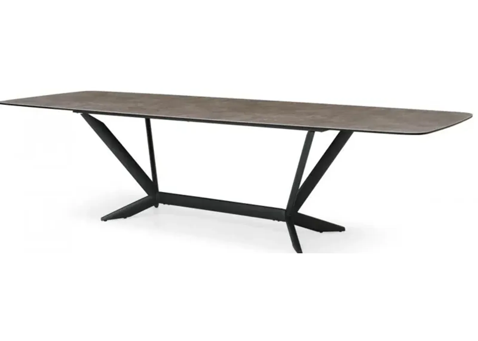 Rectangular Ceramic And Metal Dining Table - Gray / Black