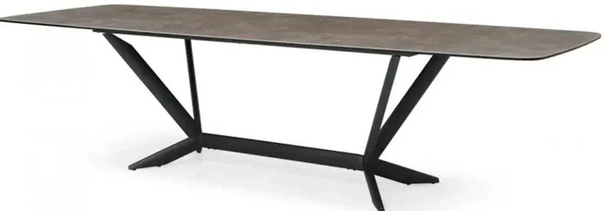 Rectangular Ceramic And Metal Dining Table - Gray / Black