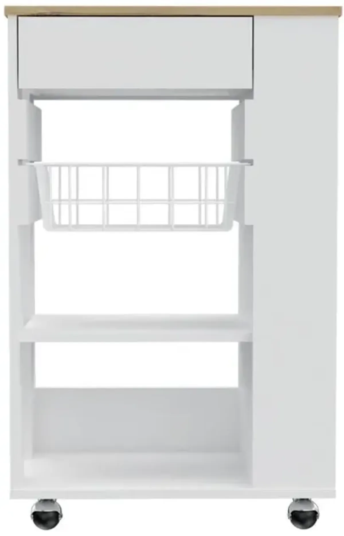 Sleek Portable Kitchen Cart - White / Light Oak