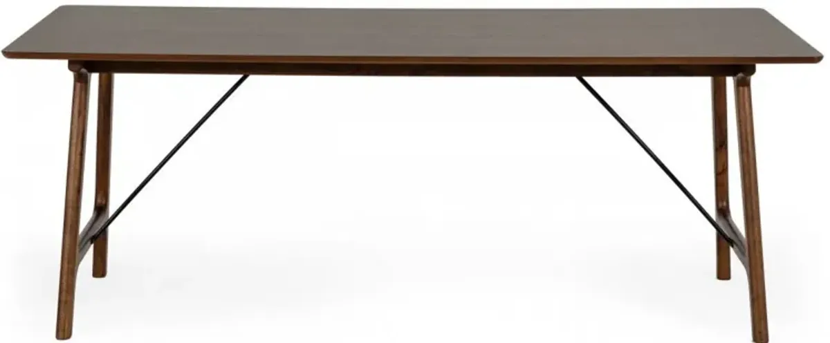 Rectangular Solid And Solid Wood Dining Table - Walnut