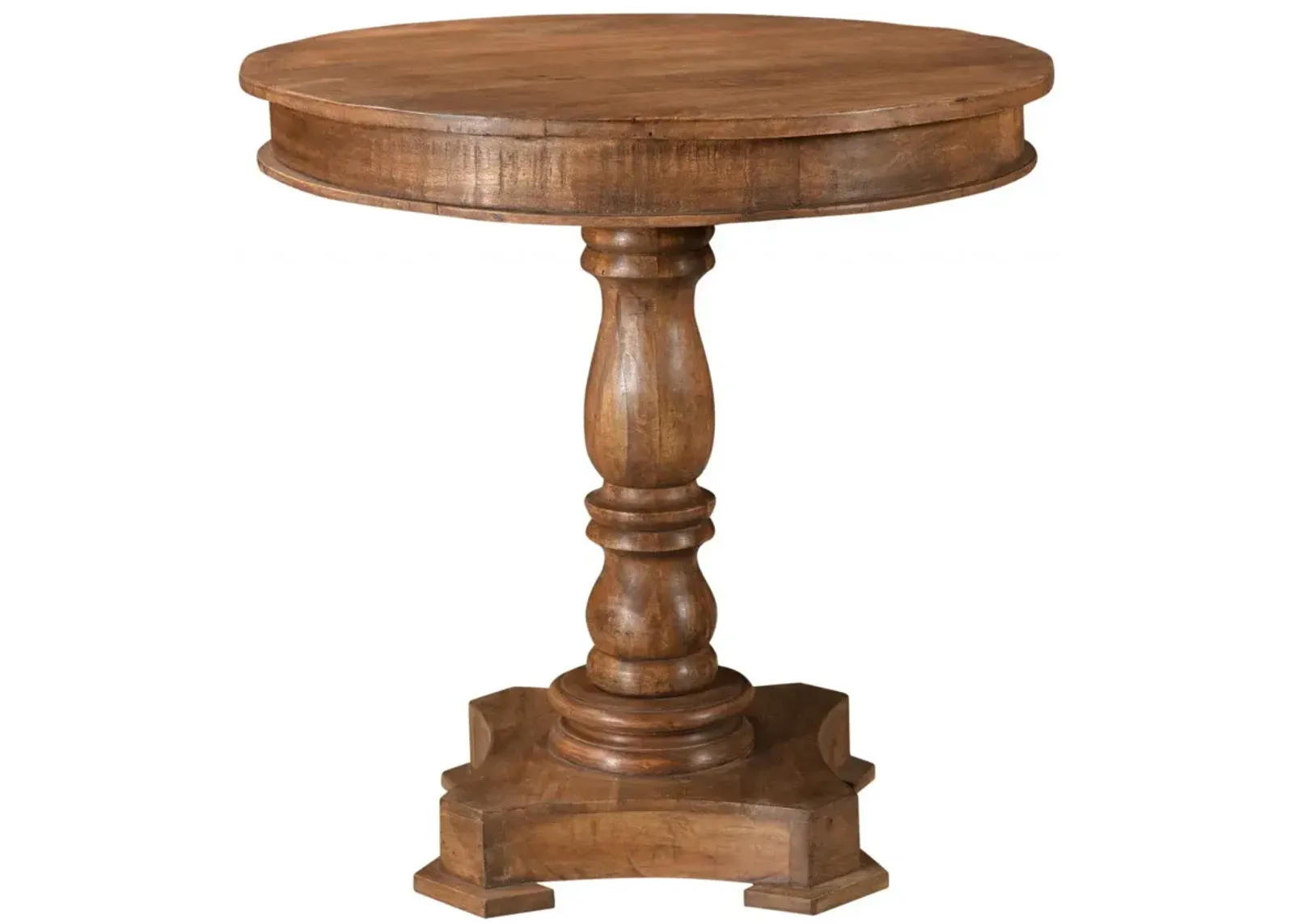 Solid Wood Round Pedestal Bistro Dining Table - Natural Brown