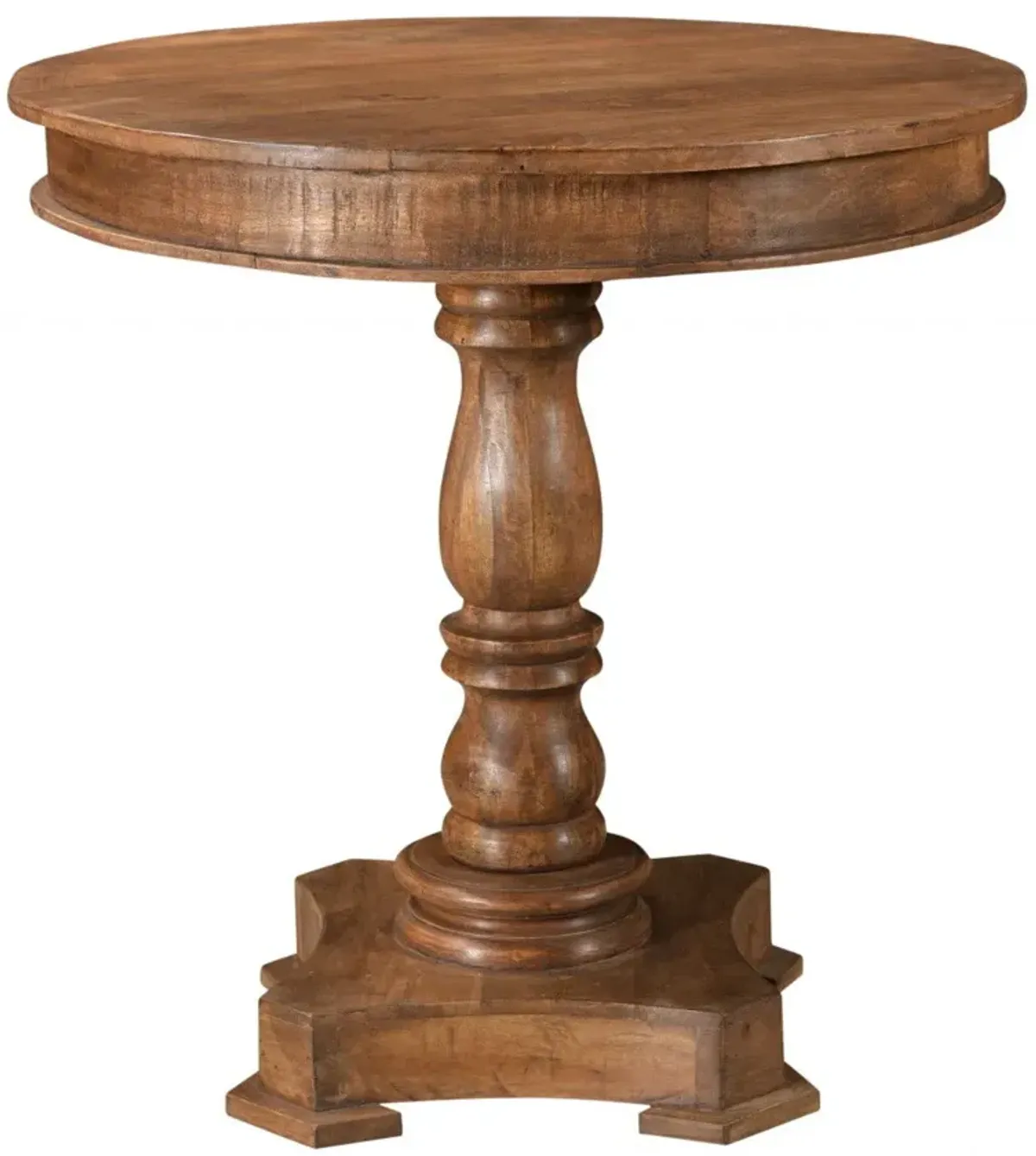 Solid Wood Round Pedestal Bistro Dining Table - Natural Brown