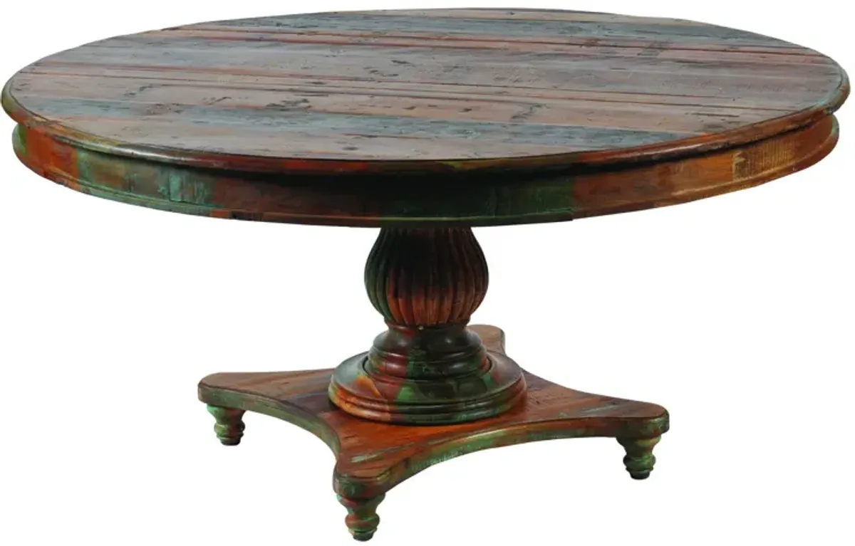 Rounded Solid Wood Dining Table - Brown
